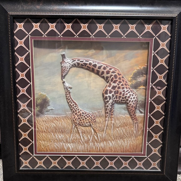 Interiors By Design Other - Giraffe Family Framed Wall Art - Black and Brown